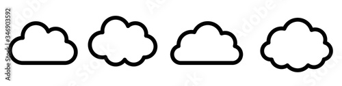 Clouds icon set.Cloud shapes collection.Linear graphic collection.Cloud drive storage.Flat style vector illustration.