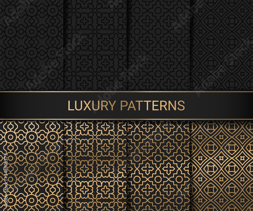 Set of luxury seamless patterns artwork, vector illustration