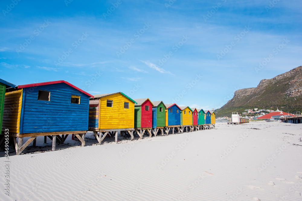Naklejka premium Colourful Huts and Shacks on the Beach