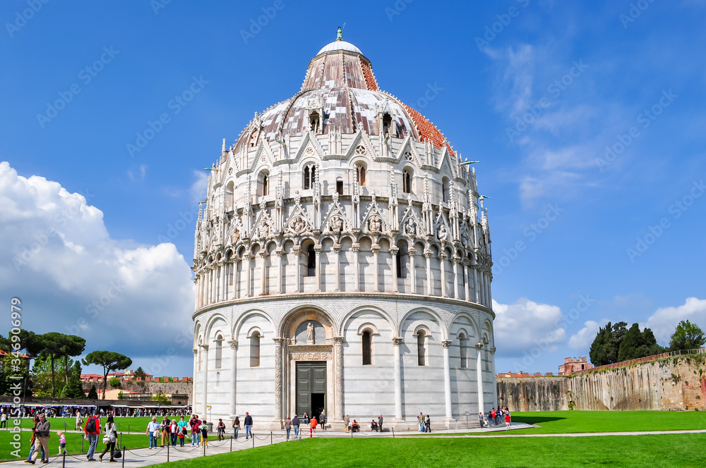 Pisa Baptistery dome in center of Pisa, Italy