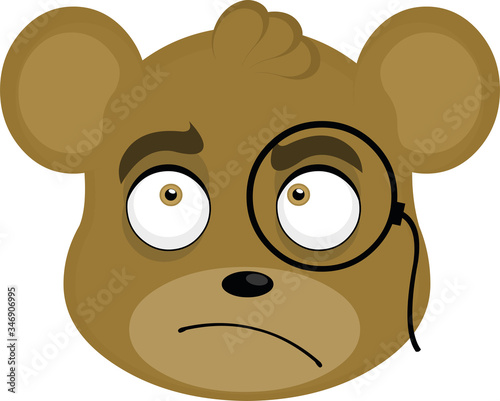 Vector illustration of the face of a bear thinker cartoon