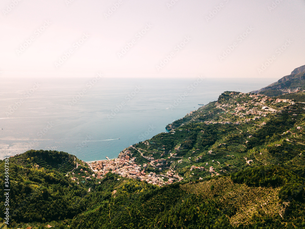 Minori Amalfi Coast Drone Aerial Landscape View
