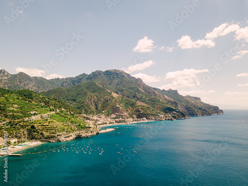 Amalfi Coast Maiori and Minori Aerial View Landscape Drone
