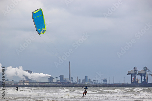kitesurfer off Aberavon beach, Wales