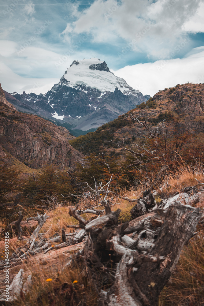 cerro solo mountain landscape in the morning in patagonia trail