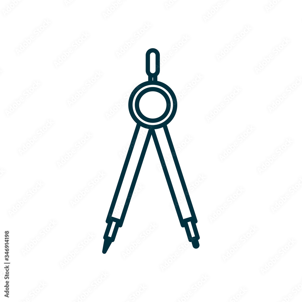 Measuring compass line style icon vector design Measuring compass line style icon vector design