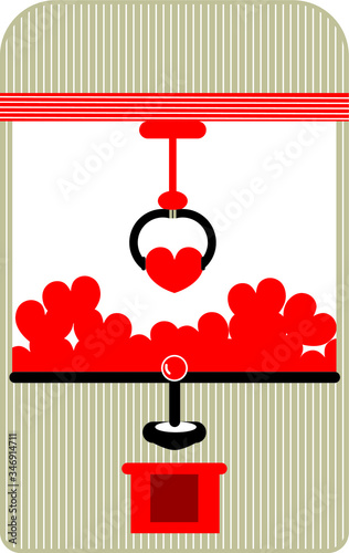 Claw machine with a heart in its claws