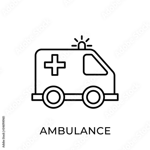 Ambulance icon vector illustration. Ambulance vector icon template. Ambulance icon design isolated on white background. Ambulance vector icon flat design for website, logo, sign, symbol, app, UI.