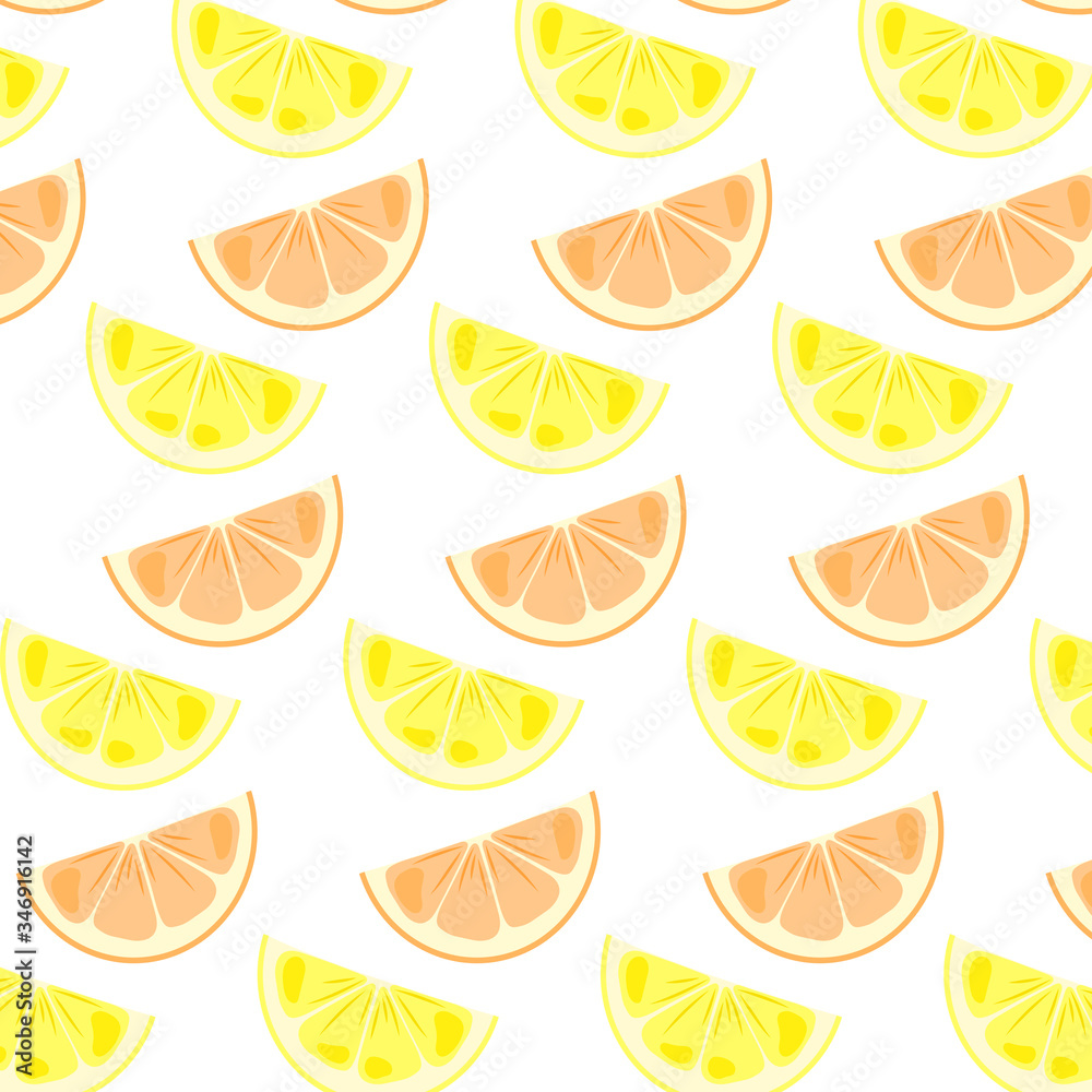 Lemon and grapefruit slices - seamless vector pattern. Summer fruit background Lemon and grapefruit slices - seamless vector pattern. Summer fruit background