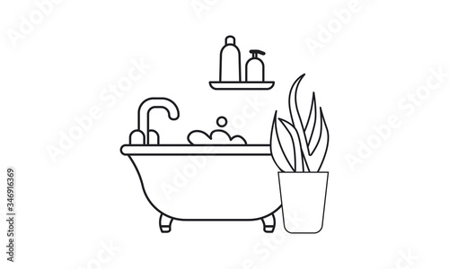 Bathroom, sketch, household, toilet, furniture, wash, bath, bathtub free vector icon