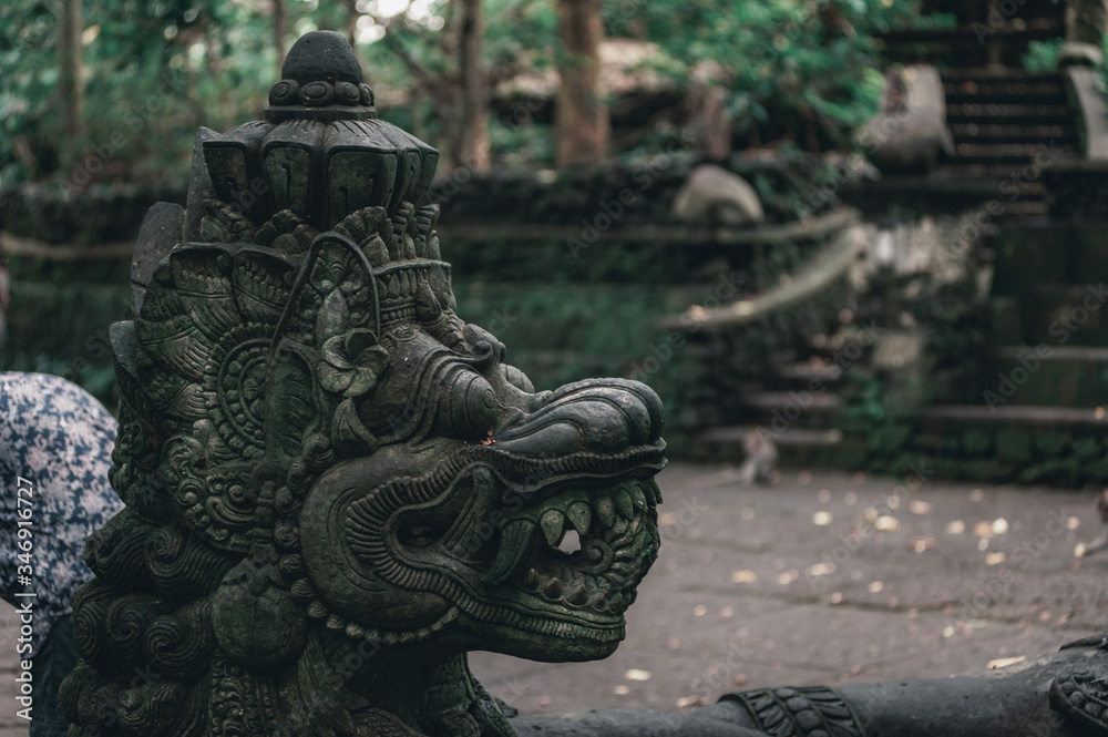 Sculptures of gods and demons carved from stone. Sculptures of gods and demons carved from stone.