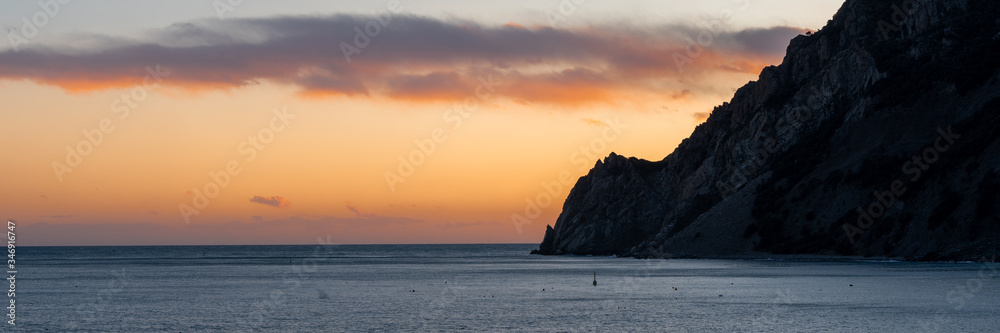sunset on the rocks, punta mesco, cinque terre, monterosso al mare, liguria, italy