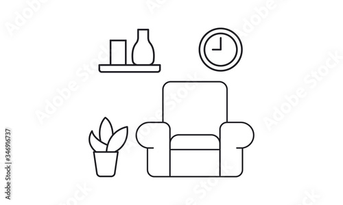 Living room, furniture, interior, living, indoor, home free vector icon