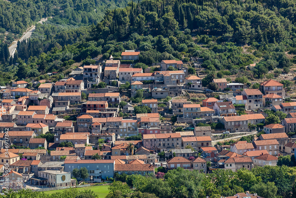 Small town Blato on island Korcula, Dalmatia, Croatia