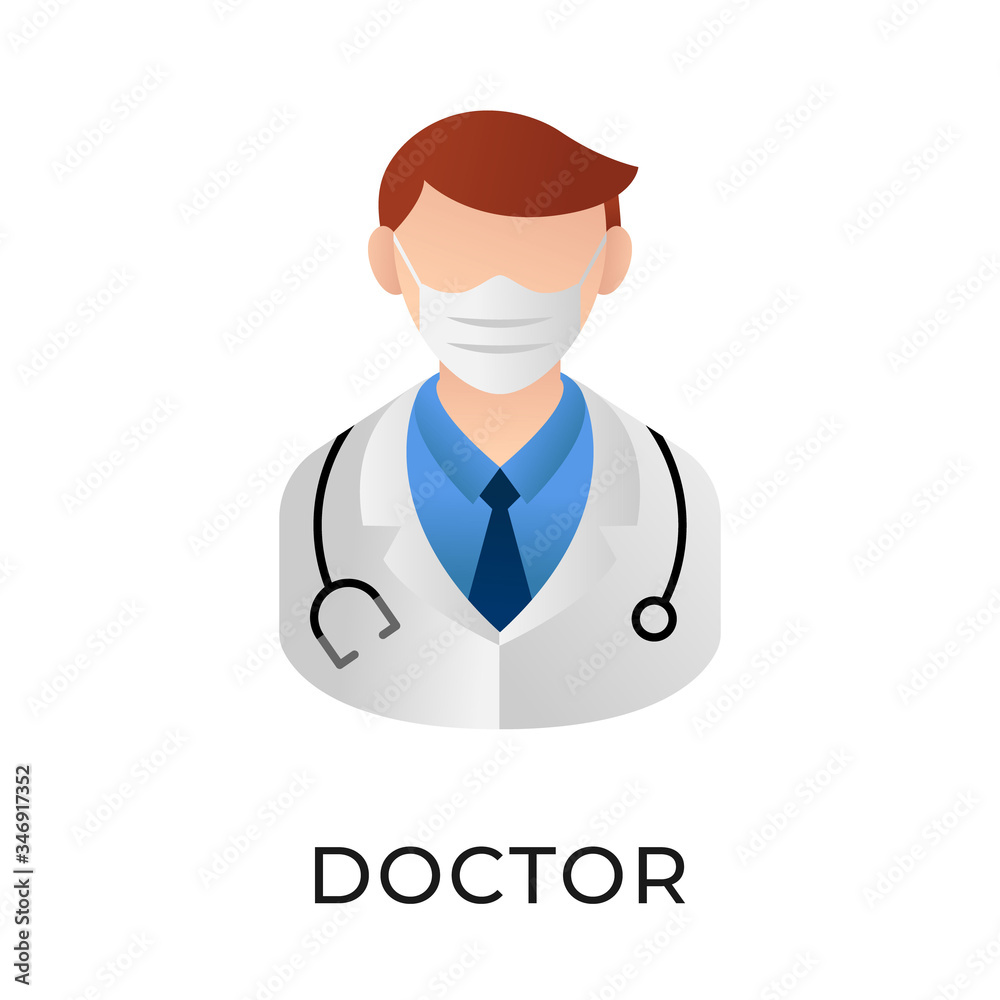Fototapeta premium Doctor icon vector illustration. Medical Doctor vector illustration template. Doctor icon design isolated on white background. Doctor vector icon flat design for website, logo, sign, symbol, app, UI.