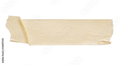 Yellow adhesive paper tape isolated on white background