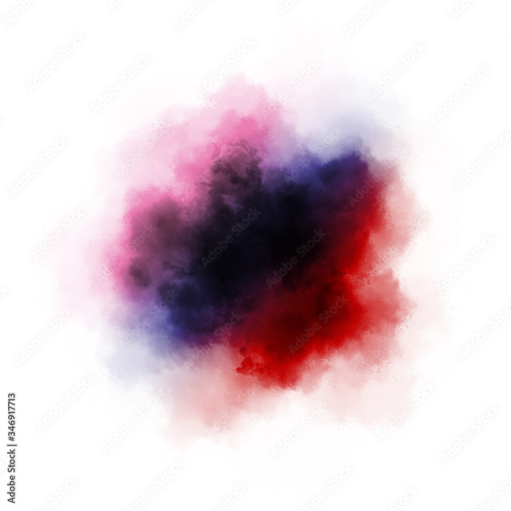 Abstract smoke on the white background. Pink, blue and red colors.