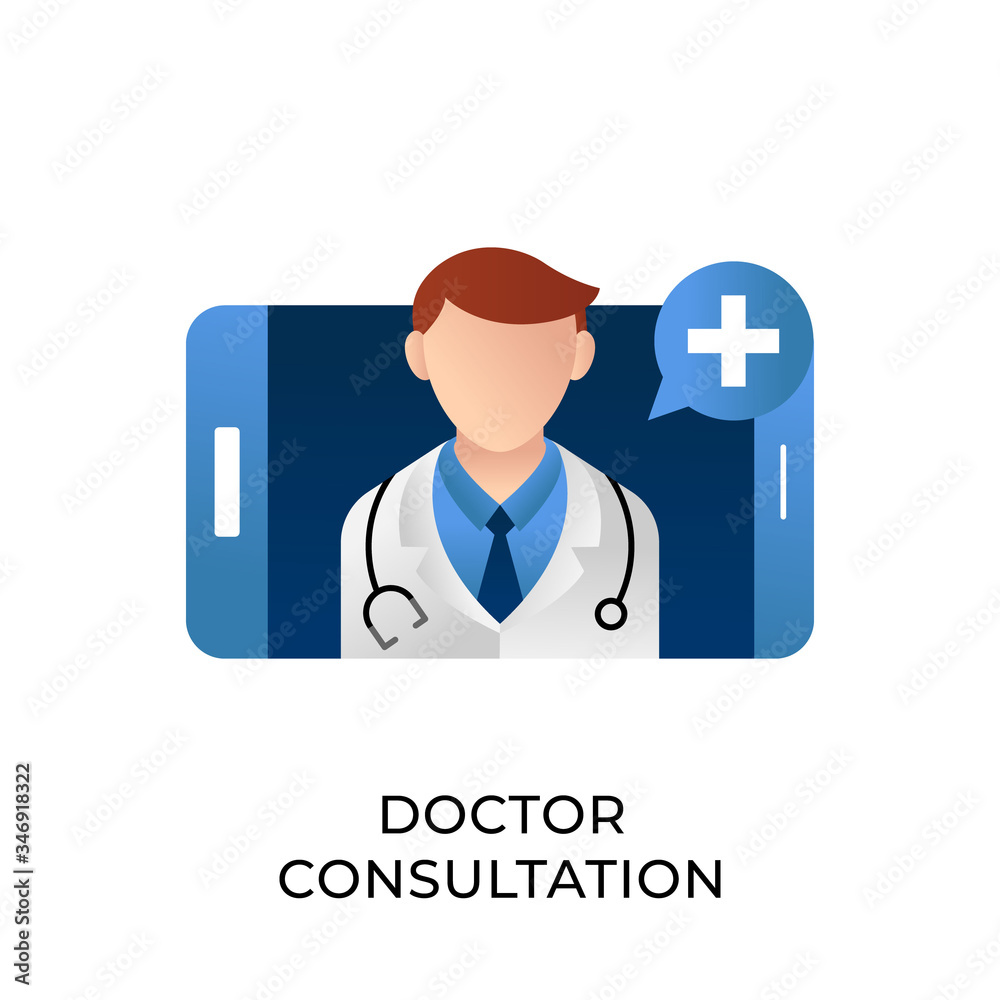 Fototapeta premium Doctor icon vector illustration. Doctor Consultation icon vector. Doctor icon design isolated on white background. Doctor vector icon flat design for website, logo, sign, symbol, app, UI.