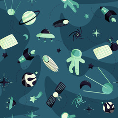 Crédence de cuisine Cosmos patrons Espace coloré motif chambre enfantine  © Elena