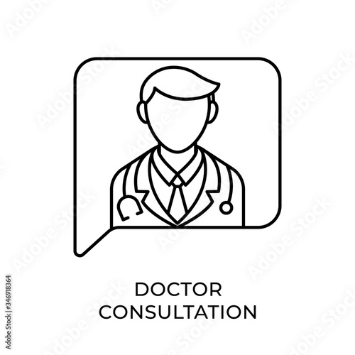 Doctor icon vector illustration. Doctor Consultation icon vector. Doctor icon design isolated on white background. Doctor vector icon flat design for website, logo, sign, symbol, app, UI.