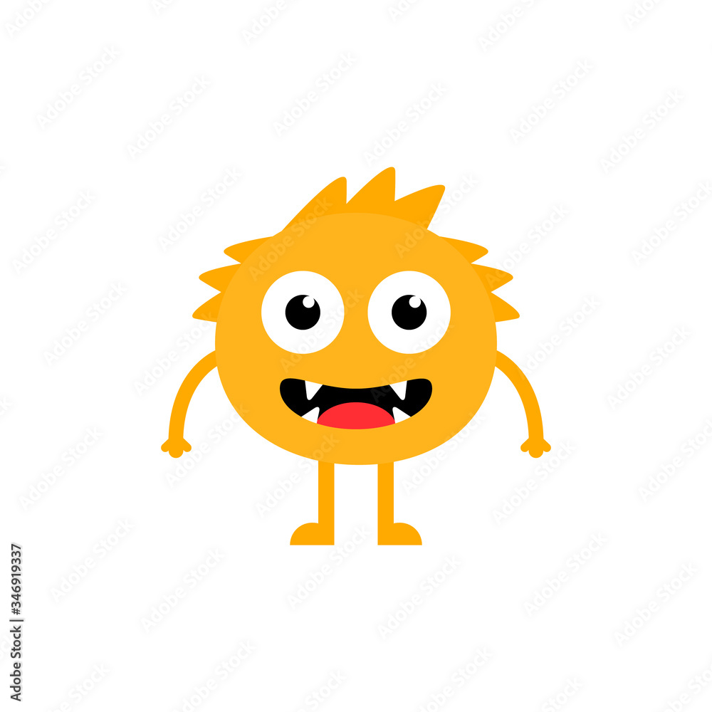 Cute cartoon baby monster. Kawaii scary funny baby character flat icon. Happy Halloween vector illustration isolated on white background. Cute cartoon baby monster. Kawaii scary funny baby character flat icon. Happy Halloween vector illustration isolated on white background.