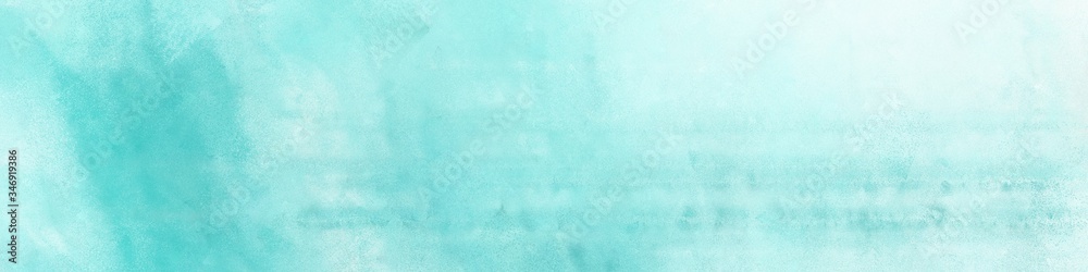 wide art grunge abstract painting background graphic with pale turquoise, light cyan and sky blue colors and space for text or image. can be used as horizontal background graphic