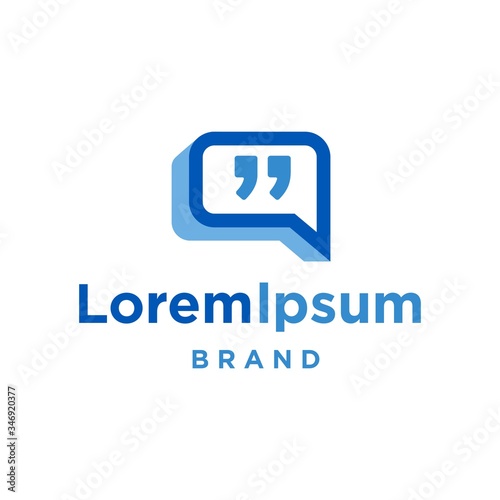 modern chat logo review icon with quatation mark vector illustration in trendy line linear ouline style