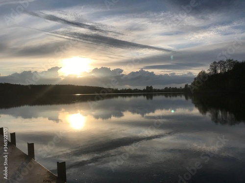 Sunset on the lake. Sky. Reservoir. Beauty of nature
