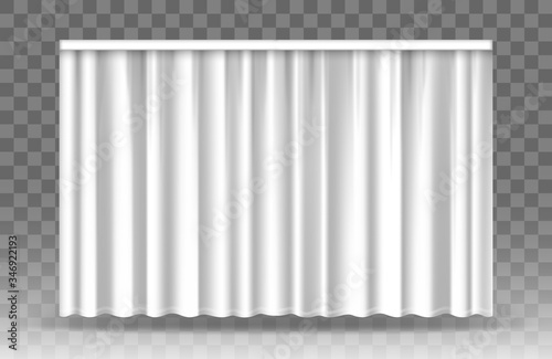 Vector white curtains isolated on transparent background.