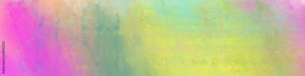 wide art grunge abstract painting background graphic with tan, orchid and plum colors and space for text or image. can be used as horizontal background texture