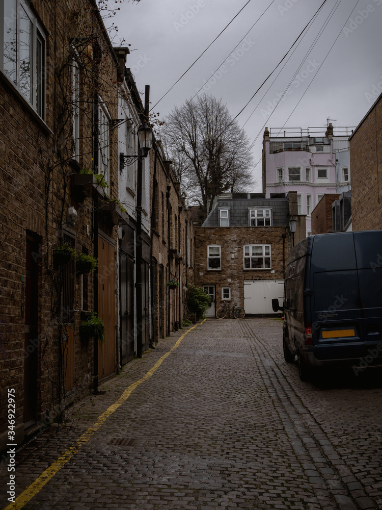 A tiny lane in London.