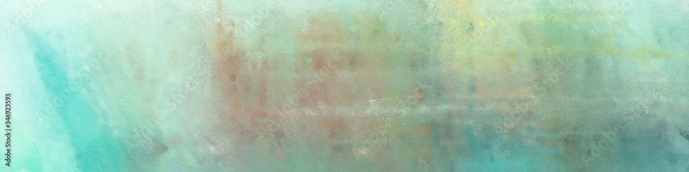 wide art grunge ash gray, dark sea green and powder blue colored vintage abstract painted background with space for text or image. can be used as horizontal background graphic
