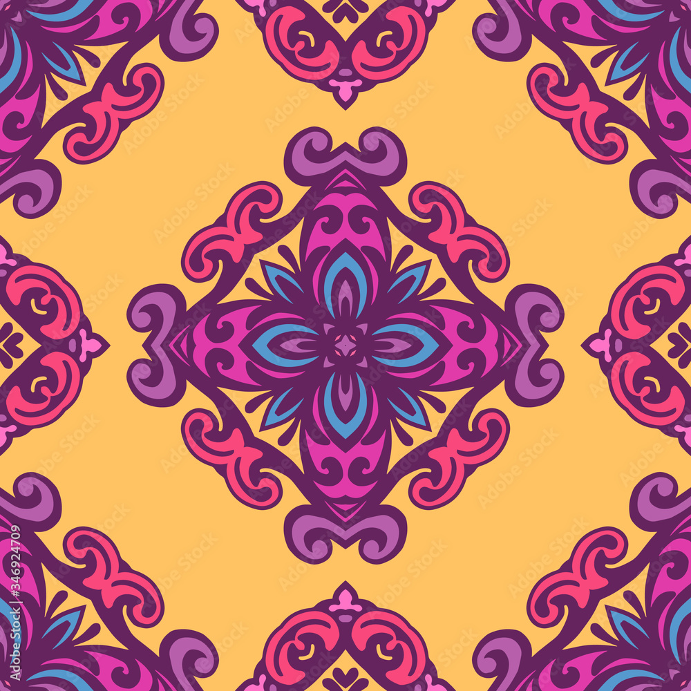 Damask floral seamless vector pattern. Vintage bohio style. Traditional, Ethnic, Turkish, Indian motifs.