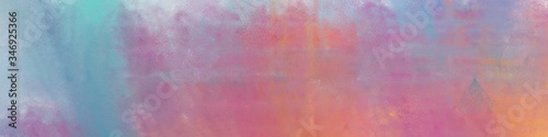 wide art grunge vintage abstract painted background with rosy brown, cadet blue and dark salmon colors and space for text or image. can be used as horizontal header or banner orientation