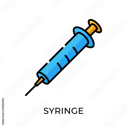 Syringe icon vector illustration. Medical Syringe vector icon template. Syringe icon design isolated on white background. Syringe vector icon flat design for website, logo, sign, symbol, app, UI.