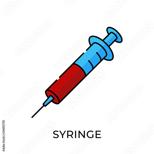 Syringe icon vector illustration. Medical Syringe vector icon template. Syringe icon design isolated on white background. Syringe vector icon flat design for website, logo, sign, symbol, app, UI.