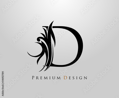 Classic Letter D Heraldic logo. Vintage classic gothic drawn emblem for book design, letter stamp, weeding card, brand name, business card, Restaurant, Boutique, Hotel.