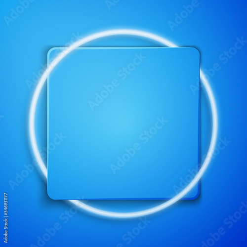 White Blade razor icon isolated on blue background. Blue square button. Vector Illustration