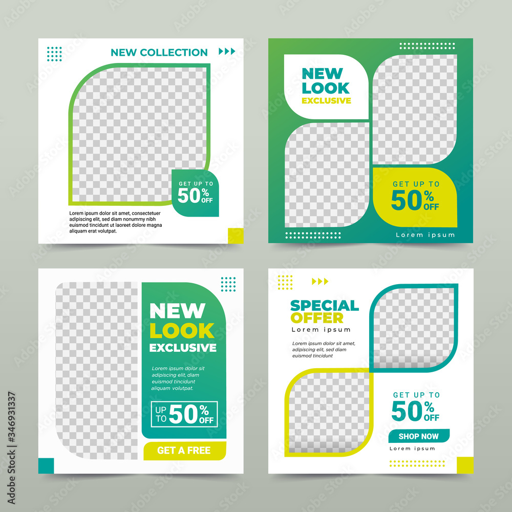 Set of Editable square banner template. nature background color With College Banner Template