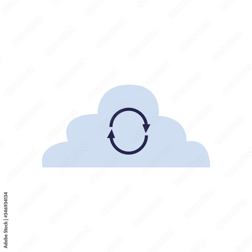 Cloud computing with arrows flat style icon vector design Cloud computing with arrows flat style icon vector design