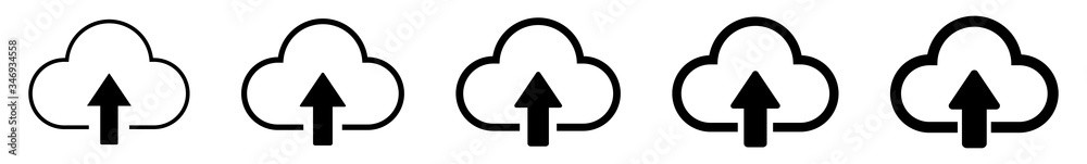 Cloud Upload Icon Black Line | Clouds Arrow Up Illustration | Computing Storage Symbol | Server Data Internet Logo | IT Service Sign | Isolated | Variations Cloud Upload Icon Black Line | Clouds Arrow Up Illustration | Computing Storage Symbol | Server Data Internet Logo | IT Service Sign | Isolated | Variations
