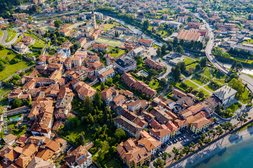 Obraz premium Domaso, Como Lake, Italy, aerial view