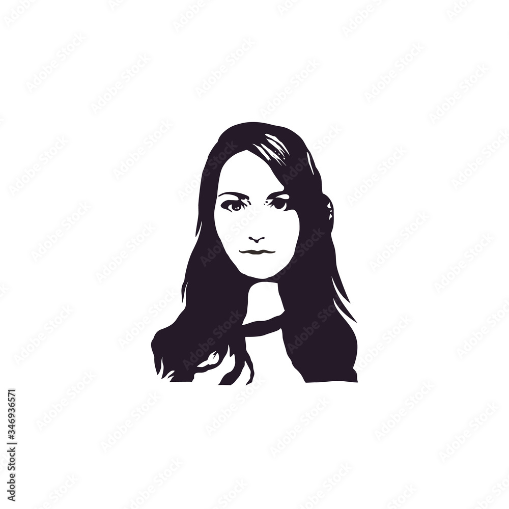 Beautiful woman with long hair Silhouette logo design