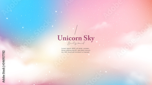 Fotografie, Obraz Background abstract unicorn galaxy light with star and cloud