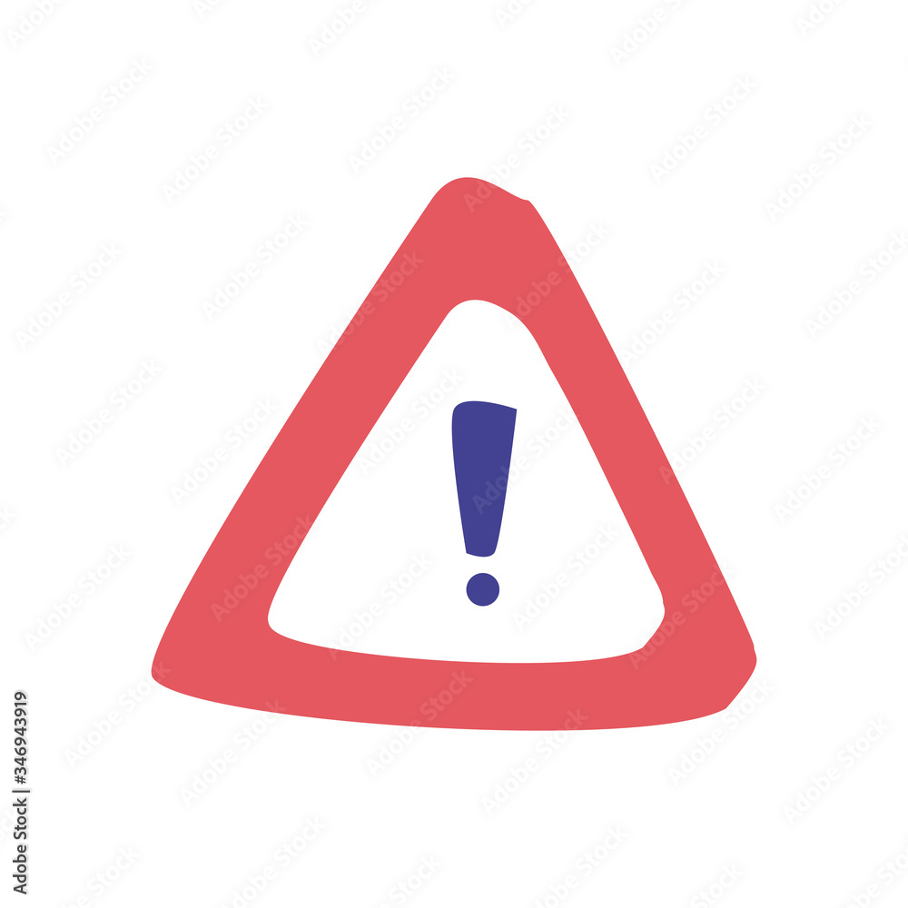 Alarm triangle banner flat style icon vector design Alarm triangle banner flat style icon vector design