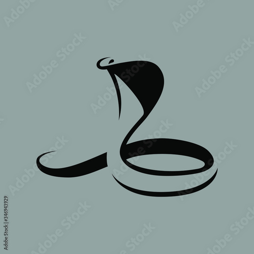 Abstract cobra symbol on gray backdrop. Design element