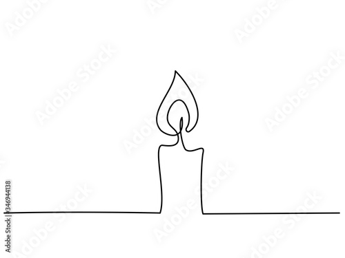 Obraz na plátně Burning fire candle continuous one line drawing