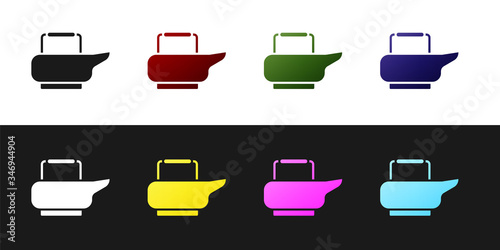 Set Bedpan icon isolated on black and white background. Toilet for bedridden patients.  Vector Illustration