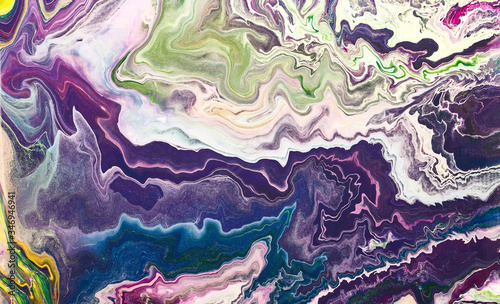  Fluid Art. Abstract colorful background, wallpaper. Mixing paints. Modern art. Marble texture. Spellbinding abstract cosmic landscape..