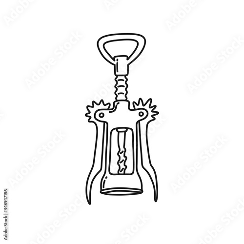 wine opener doodle icon, vector illustration